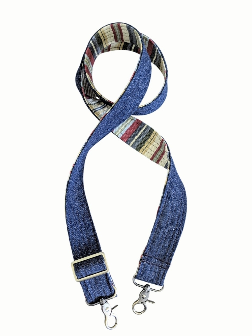 Handmade Adjustable 46" Crossbody Purse Strap, Upcycled Denim - Picture 3 of 3